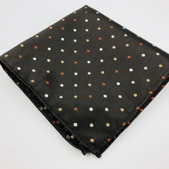 Pocket Square 100% Silk Brown/Orange Dot Pattern - Picture 1 of 5